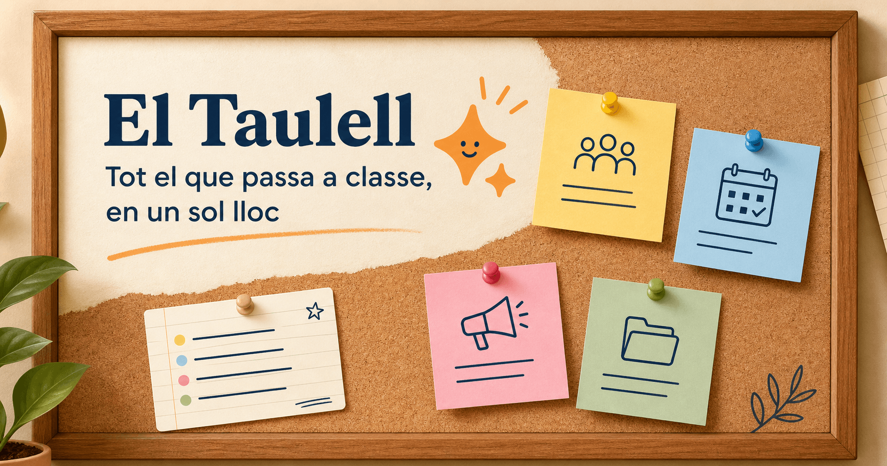 El Taulell representat com un suro de classe amb notes de colors